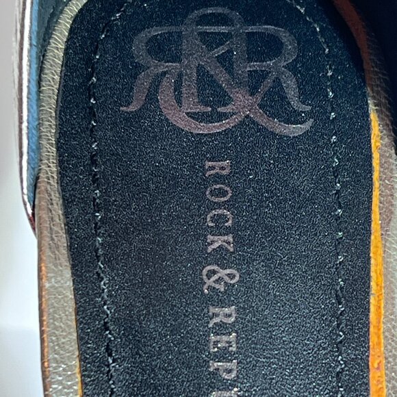 Rock & Republic Soft Pewter Gold Wedge Leather Corset Heel Sz 8 - Picture 11 of 14